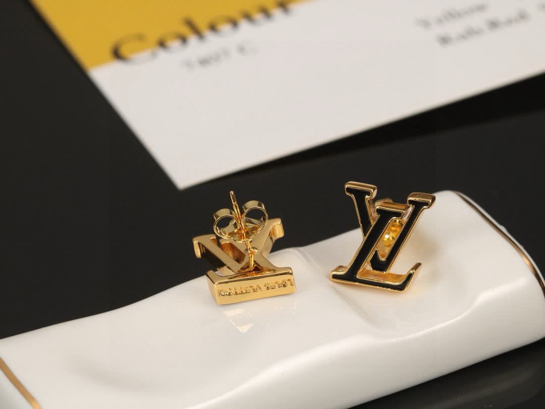 Louis Vuitton Pink 'LV' Logo Stud Earrings